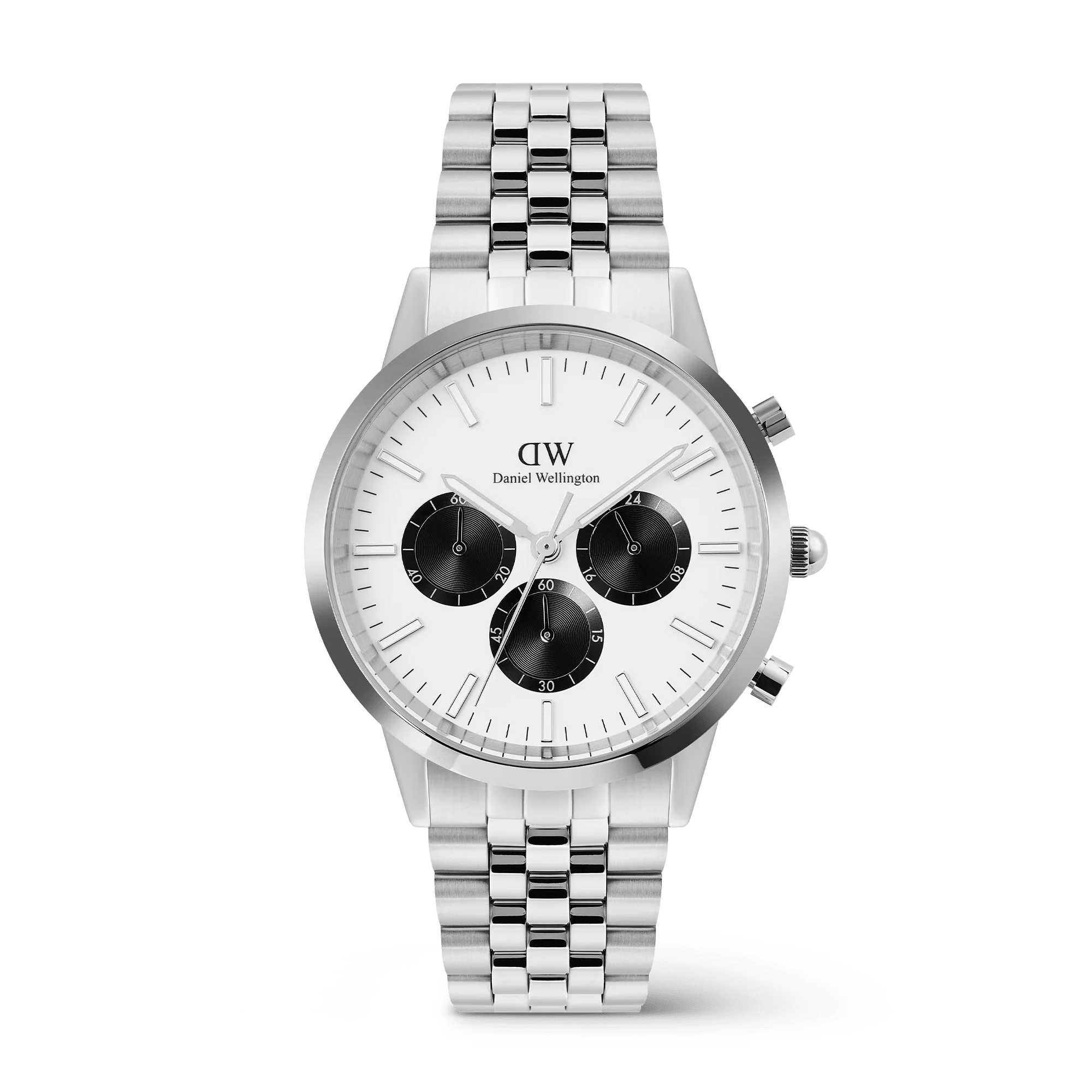 Iconic Chronograph Arch 5-Link Off- White Panda Silver - Daniel Wellington